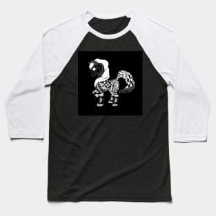 Black Pony Ecopop pattern in zentangle Baseball T-Shirt